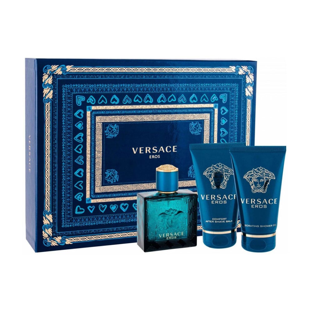 Парфумований набір чоловічий Versace Eros (туалетна вода, 50 мл + гель для душу, 50 мл + бальзам після гоління, 50 мл)